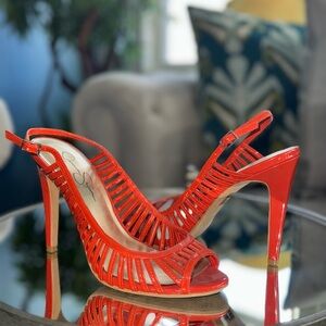 Jessica Simpson orange strap heel